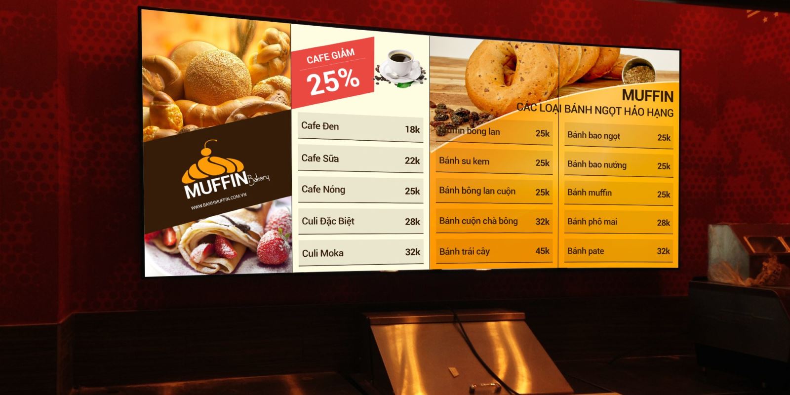 bảng menu điện tử trong nhà hàng